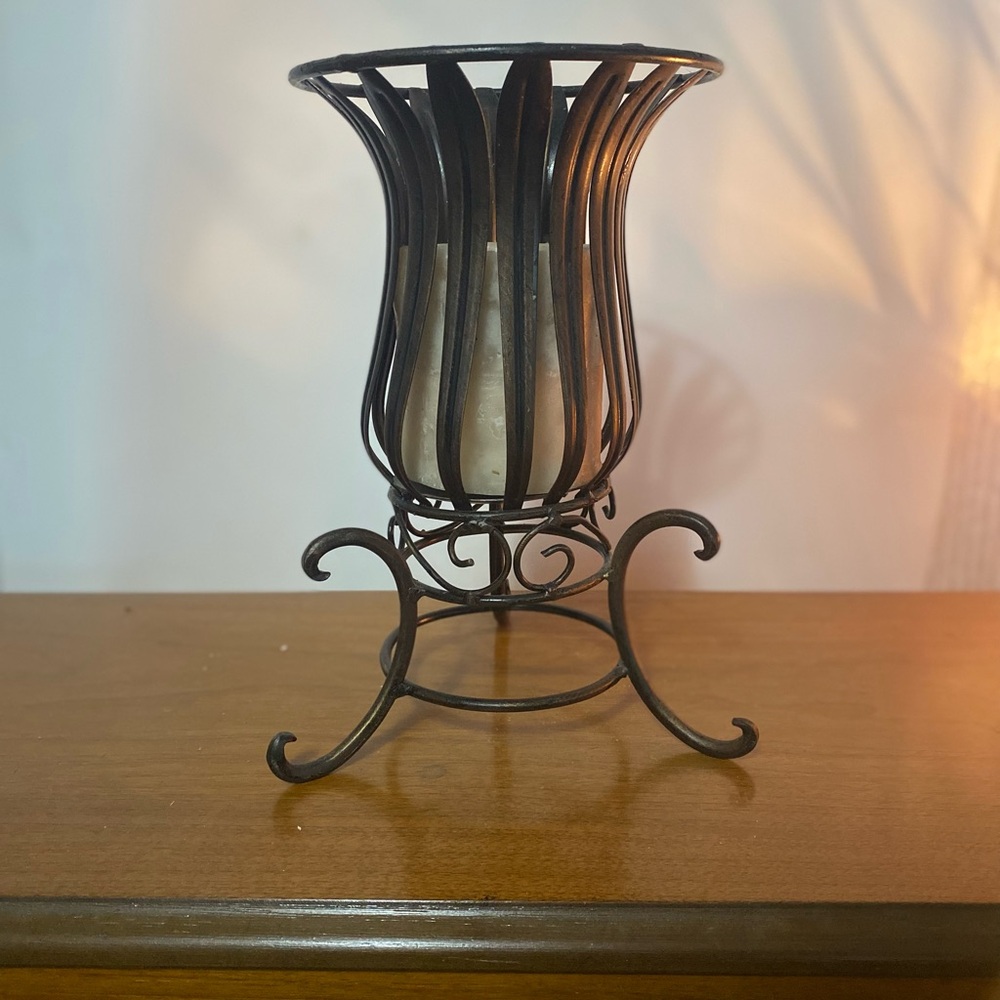 Vintage Wrought Iron Scrollwork Stand - Sculptural Home Accent (Base Only)